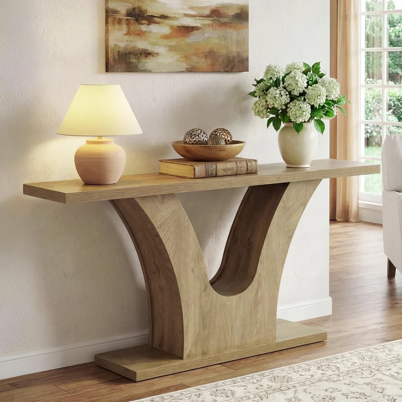 Tribesigns Konsolentisch 160 cm schmal mit V-Gestell, Flurtisch modern für Eingangsbereich & Wohnzimmer
