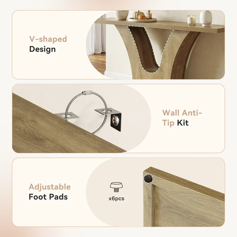 Tribesigns Konsolentisch 160 cm schmal mit V-Gestell, Flurtisch modern für Eingangsbereich & Wohnzimmer