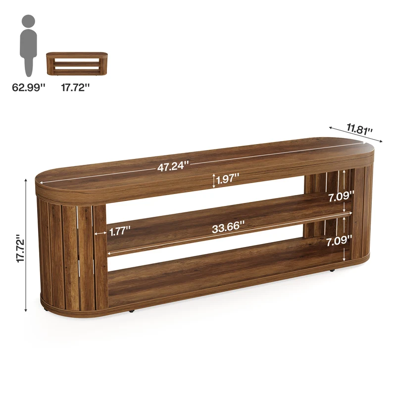 Tribesigns TV Lowboard 120 cm für Fernseher bis 55 Zoll, TV-Schrank mit 2 offenen Ablagen