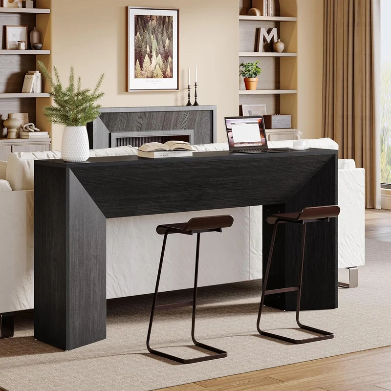 Konsolentisch 160 cm, extra langer schmaler Holztisch für Flur, hinter Sofa, Wohnzimmer und Eingang