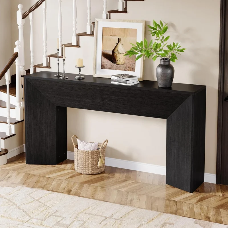 Konsolentisch 160 cm, extra langer schmaler Holztisch für Flur, hinter Sofa, Wohnzimmer und Eingang
