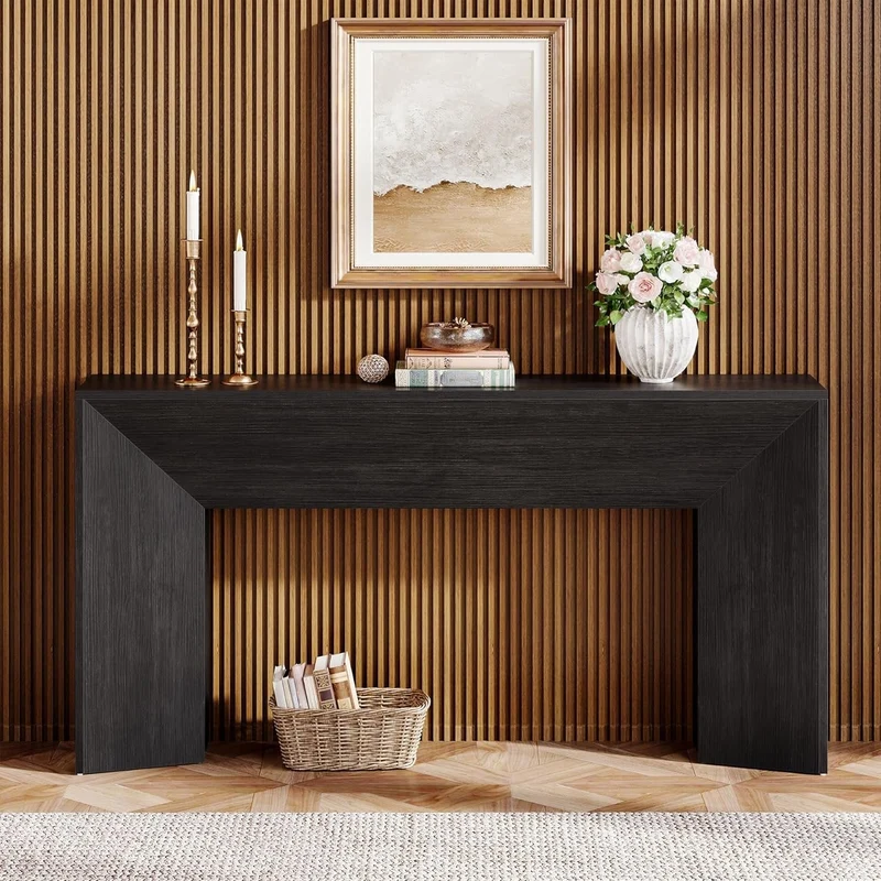 Konsolentisch 160 cm, extra langer schmaler Holztisch für Flur, hinter Sofa, Wohnzimmer und Eingang