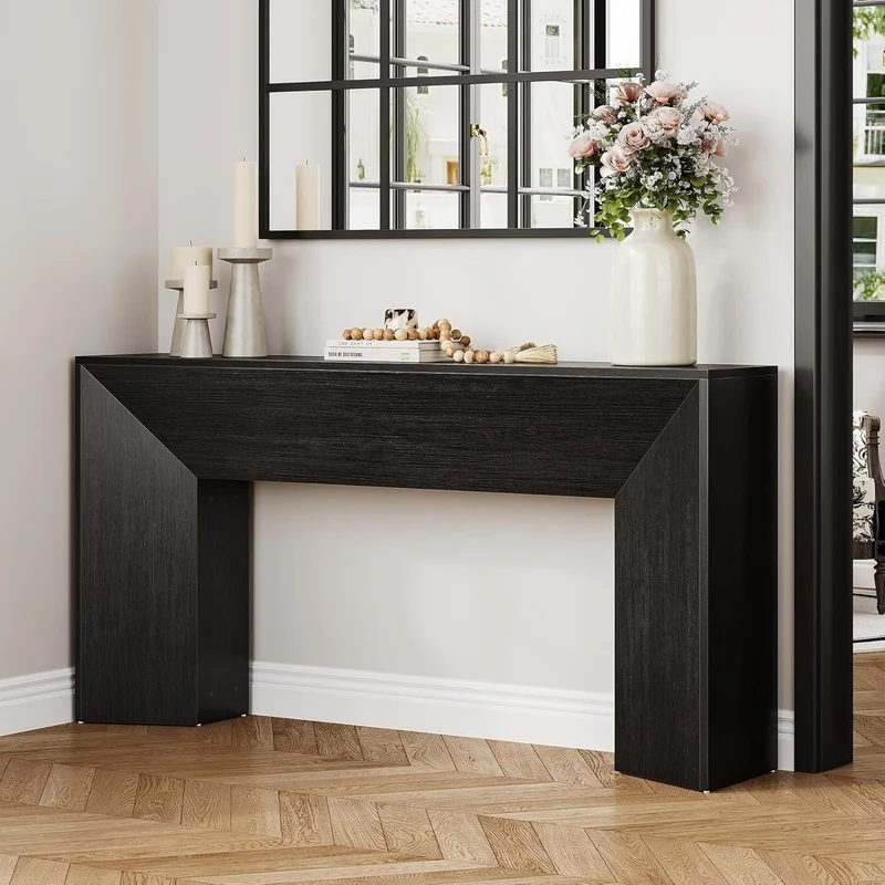 Konsolentisch 160 cm, extra langer schmaler Holztisch für Flur, hinter Sofa, Wohnzimmer und Eingang