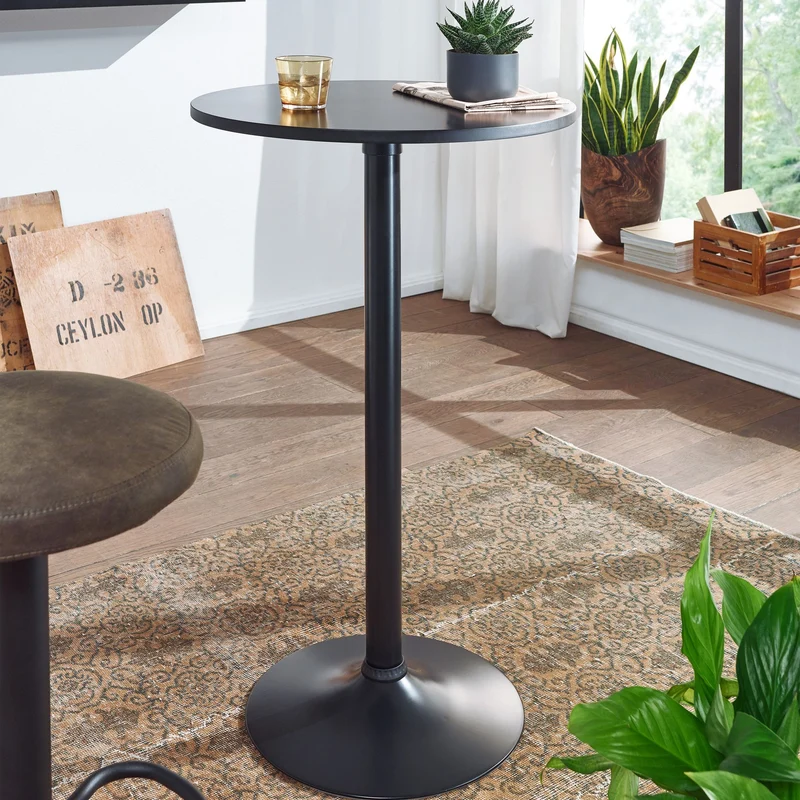 Bartisch Schwarz Stehtisch Ø 60 cm, Partytisch Bistrotisch 100 cm Hoch