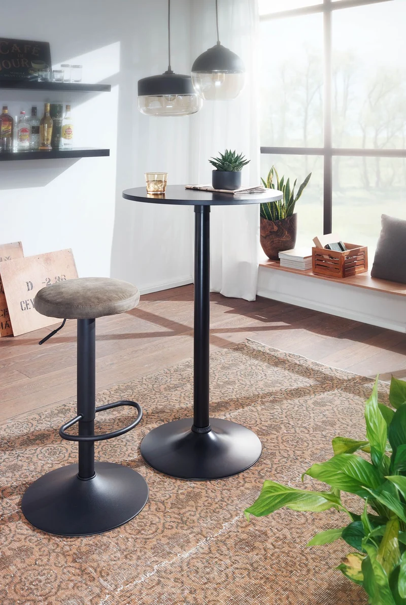 Bartisch Schwarz Stehtisch Ø 60 cm, Partytisch Bistrotisch 100 cm Hoch