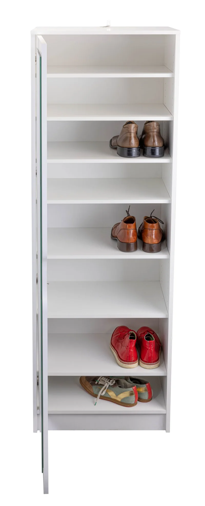 Schuhschrank Westphalen mit Spiegel, 8 Fächern in Weiß für Flur &