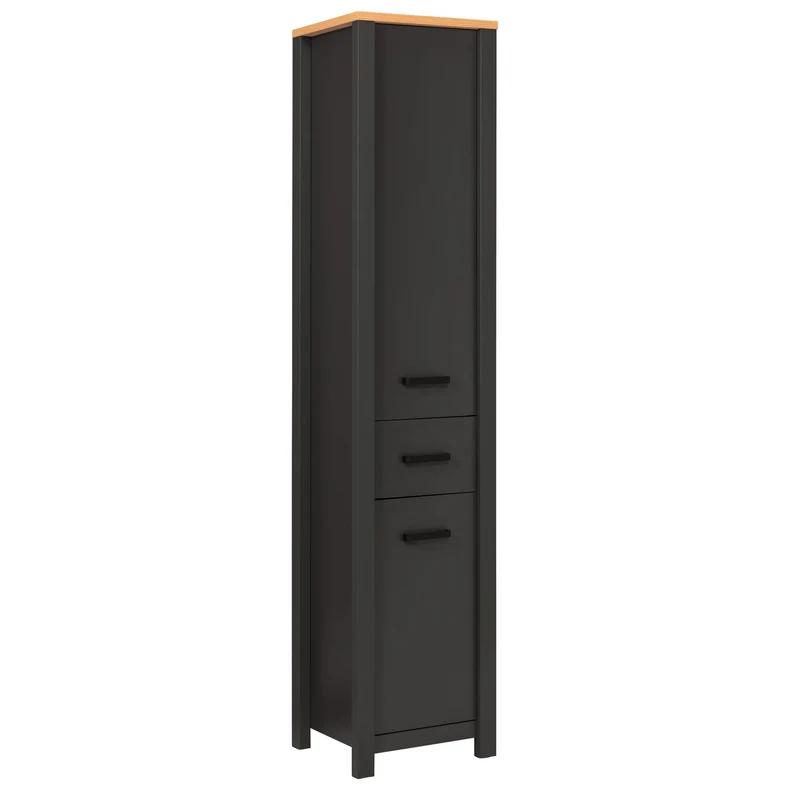 Badschrank Veneto Hochschrank in Anthrazit mit Softclose-Türen