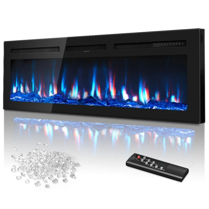 50-Inch Electric Fireplace In-Wall Recessed & Wall-Mounted
