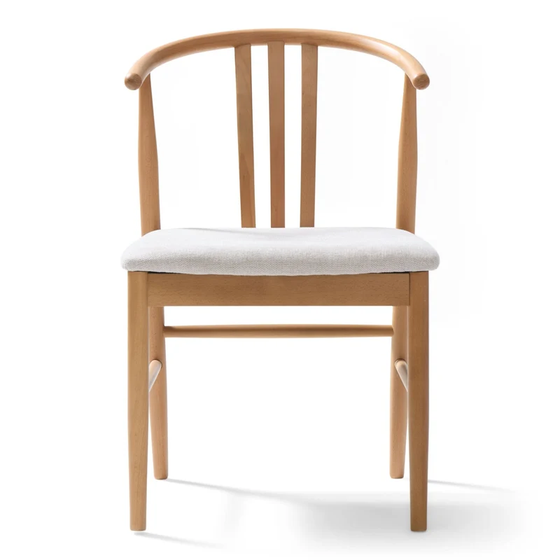 Lizzie Esszimmerstuhl aus Buche mit gepolstertem Sitz in Beige