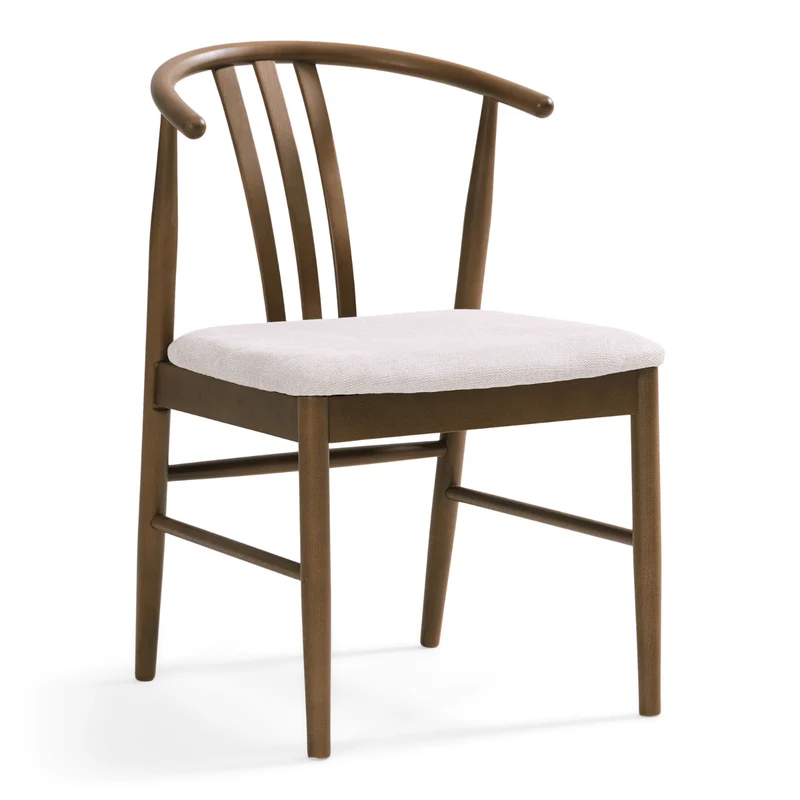 Lizzie Esszimmerstuhl aus geräucherter Buche mit gepolstertem Sitz in Beige