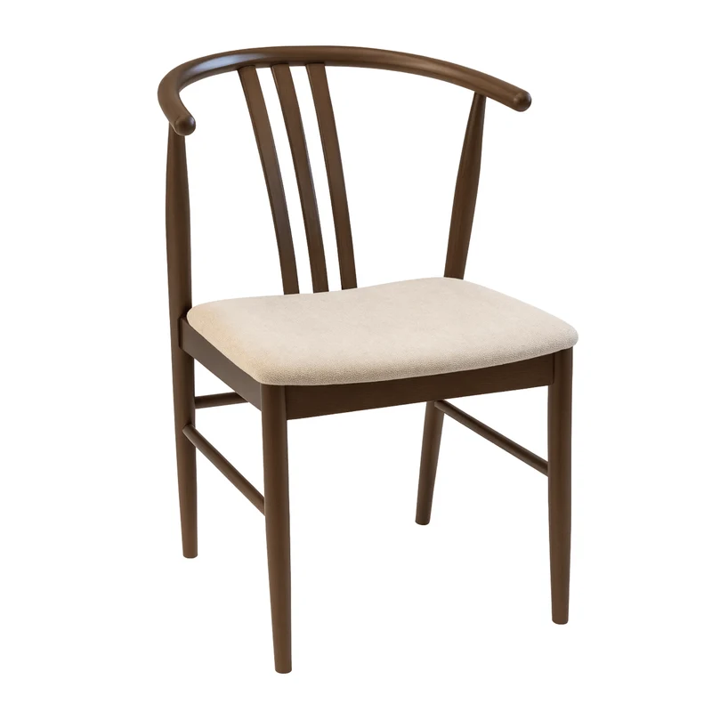 Lizzie Esszimmerstuhl aus geräucherter Buche mit gepolstertem Sitz in Beige