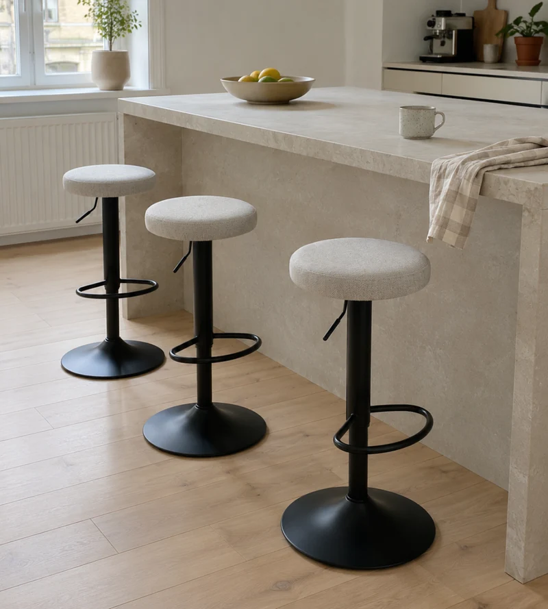 Ditte - Barhocker mit 360-Grad-Drehfunktion in Beige