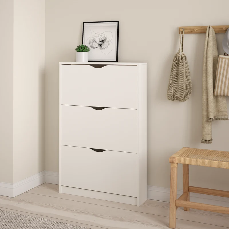 Livo Schuhschrank mit 3 Klappen in weiß