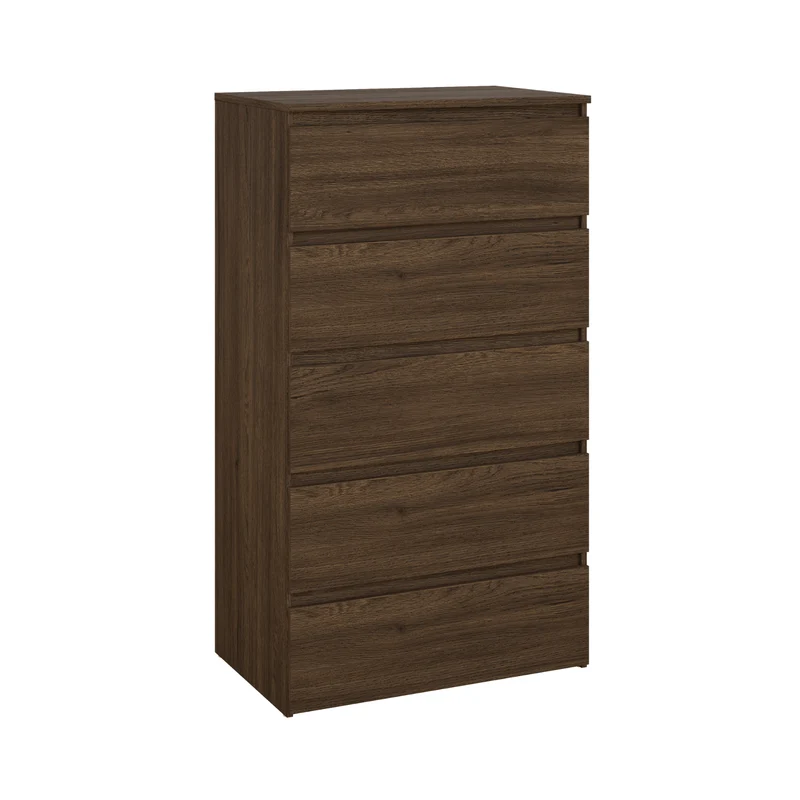 Maise Kommode H:114 x B:65 x T:41 cm mit 5 Schubladen in Räuchereichenoptik