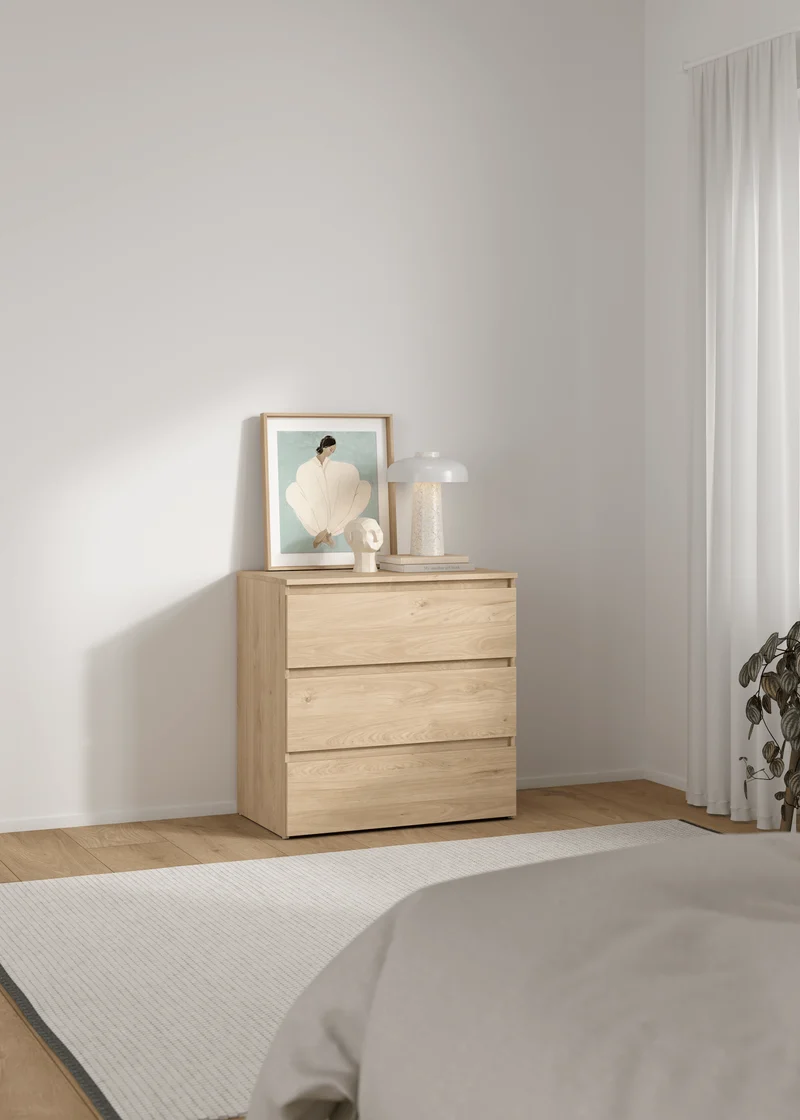 Maise Kommode H:70 x B:70 x T:41 cm mit 3 Schubladen in Eichenoptik