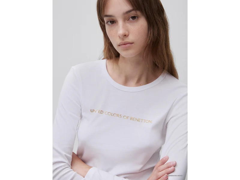 Langärmeliges T-Shirt mit Glitzerlogo