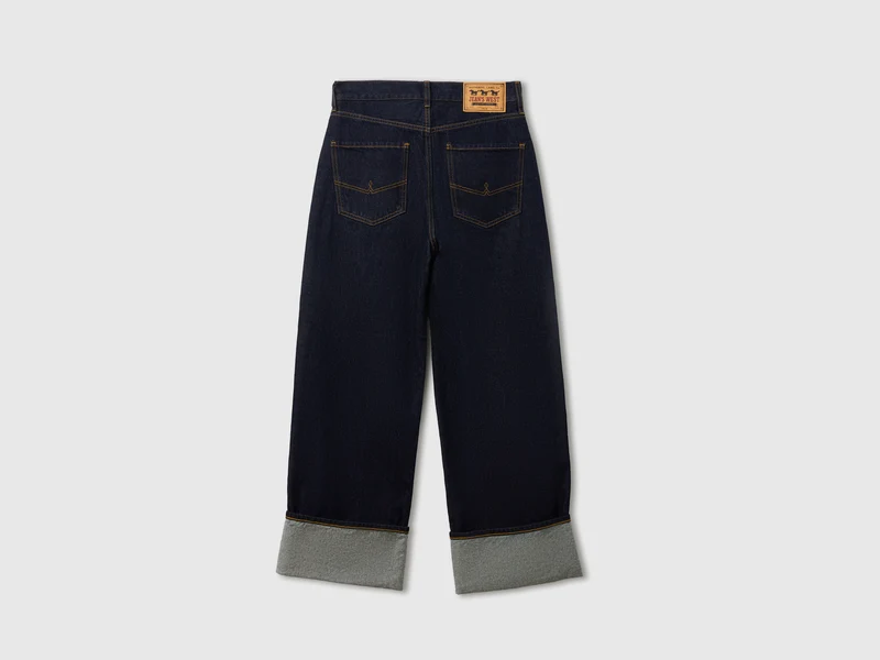 Cropped Jeans mit Umschlag, Waschung