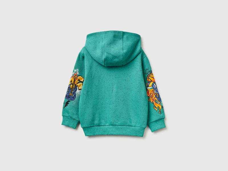 Oversized-Sweatshirt mit Reißverschluss und Aufdrucken
