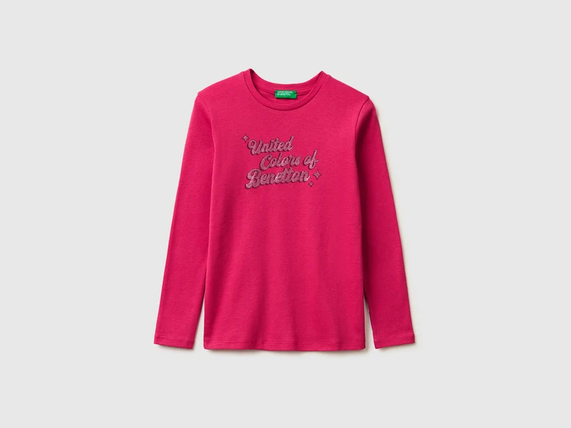T-Shirt aus Bio-Baumwolle mit Glitzerlogo