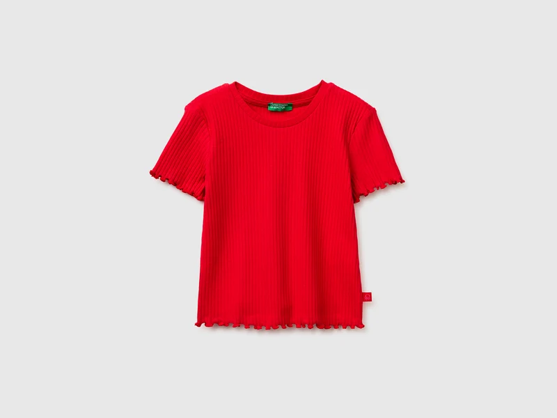 Schmal geschnittenes, geripptes T-Shirt