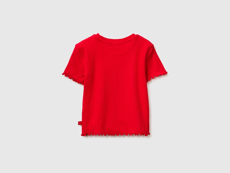 Schmal geschnittenes, geripptes T-Shirt