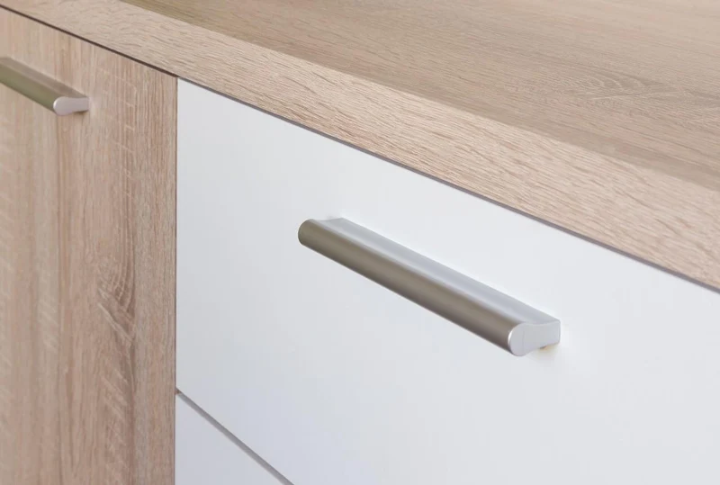 Sideboard Winnie Kommode 4 Schubladen und 2 Türen, Sonoma Eiche / Weiß