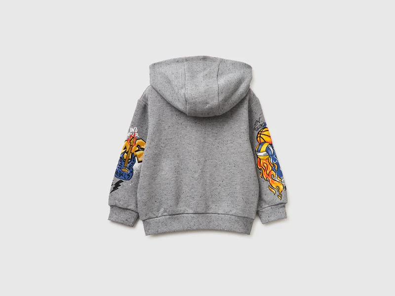 Oversized-Sweatshirt mit Reißverschluss und Aufdrucken