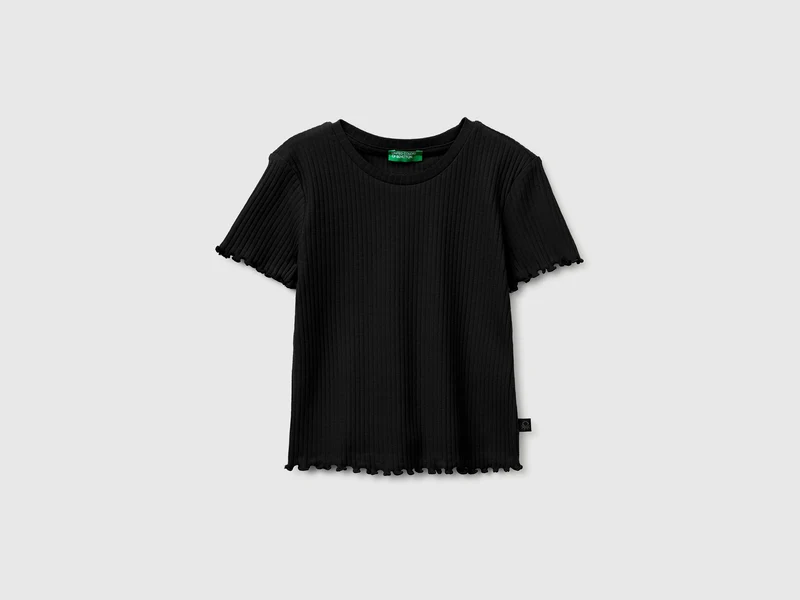 Schmal geschnittenes, geripptes T-Shirt