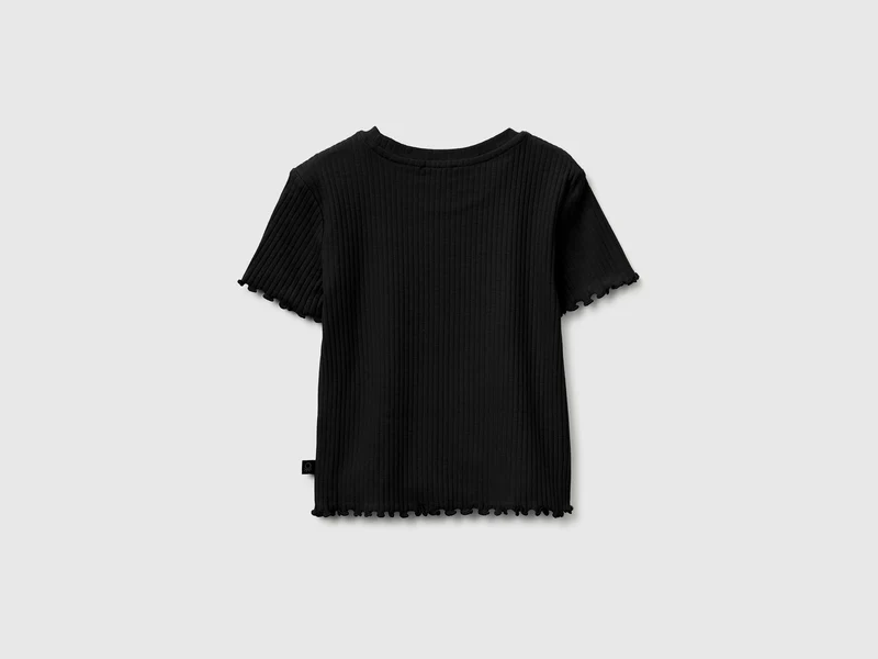 Schmal geschnittenes, geripptes T-Shirt