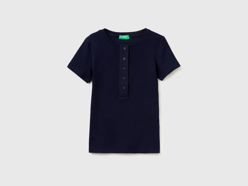 Geripptes Henley-T-Shirt