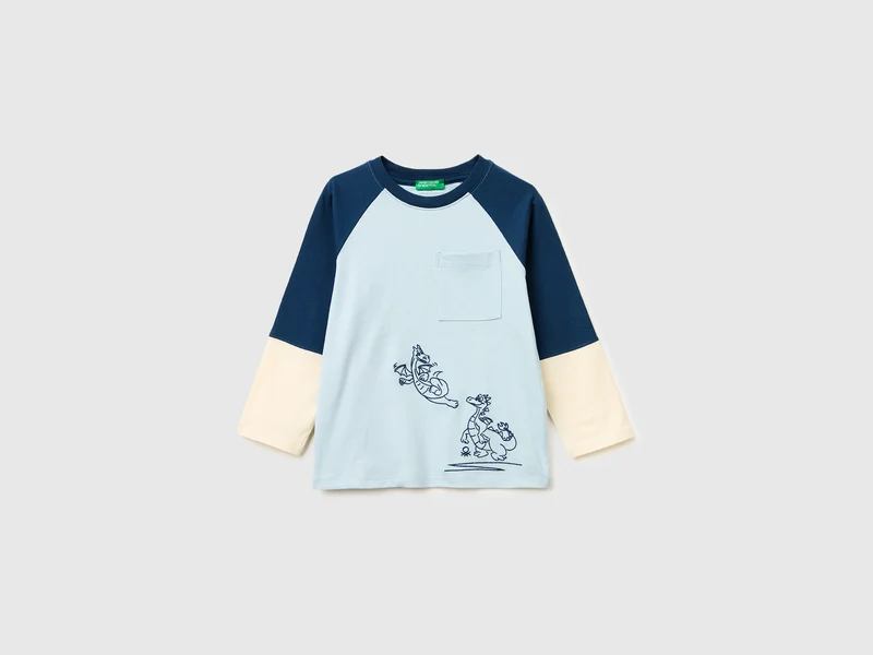 Farbblock-T-Shirt mit Aufdruck