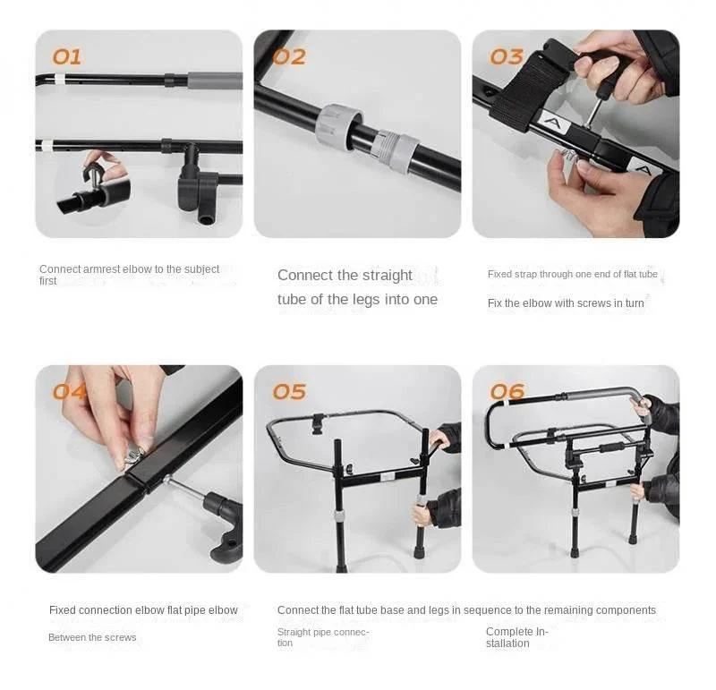 Adjustable Bedside Support Rail - Folding Aid for Elderly