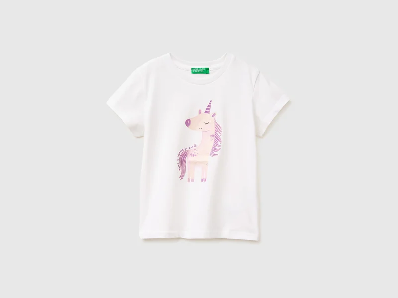 T-Shirt mit Aufdruck und Glitzer