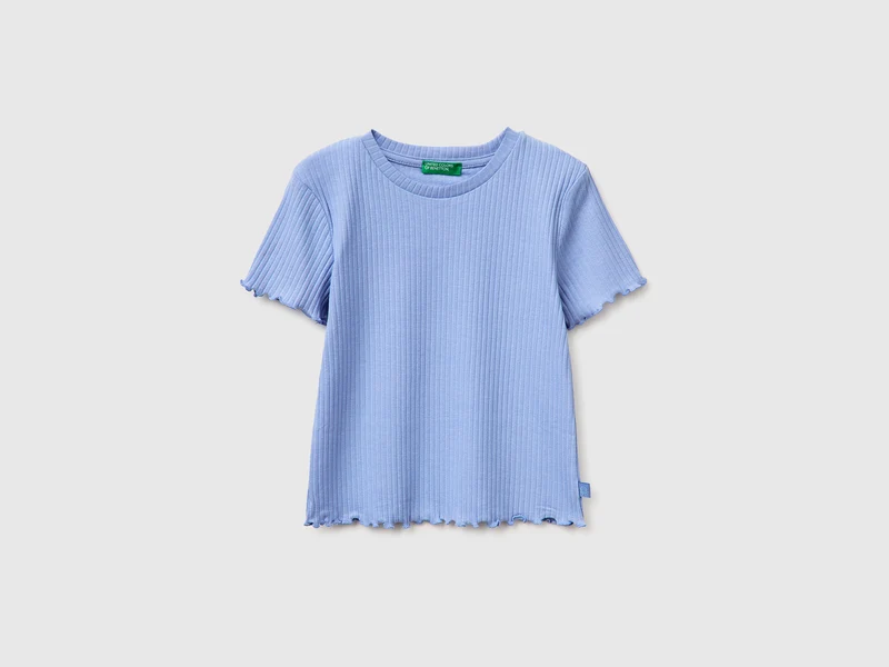 Schmal geschnittenes, geripptes T-Shirt