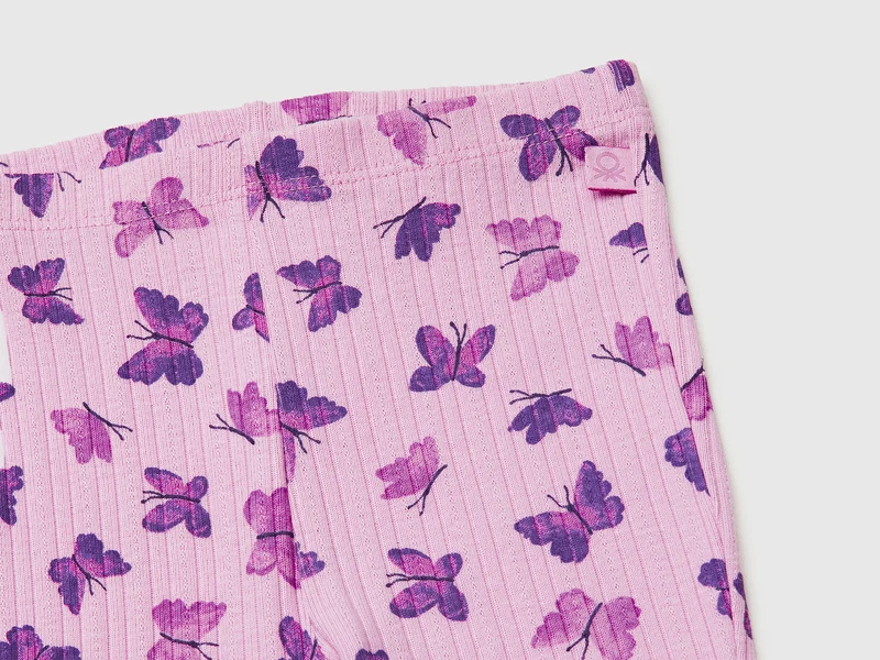 Leggings mit Rippenmuster und Print
