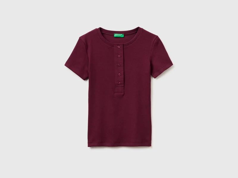 Geripptes Henley-T-Shirt