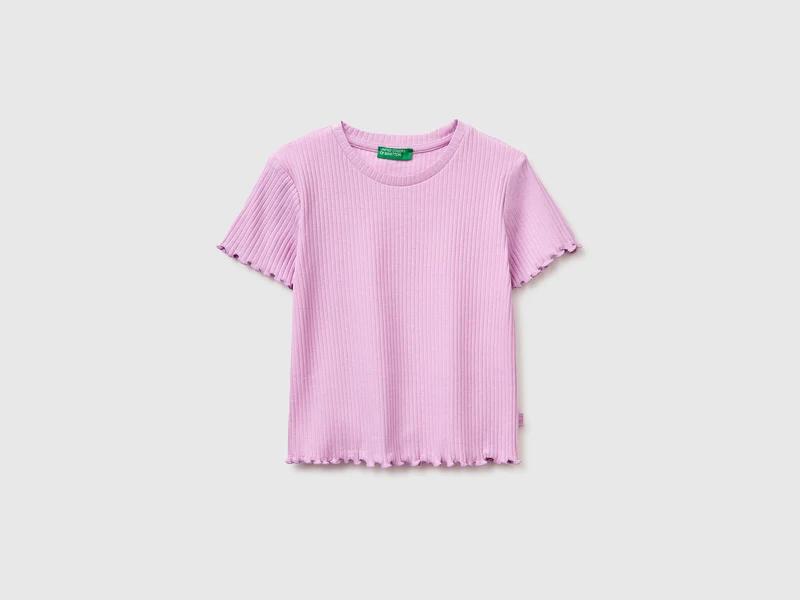 Schmal geschnittenes, geripptes T-Shirt