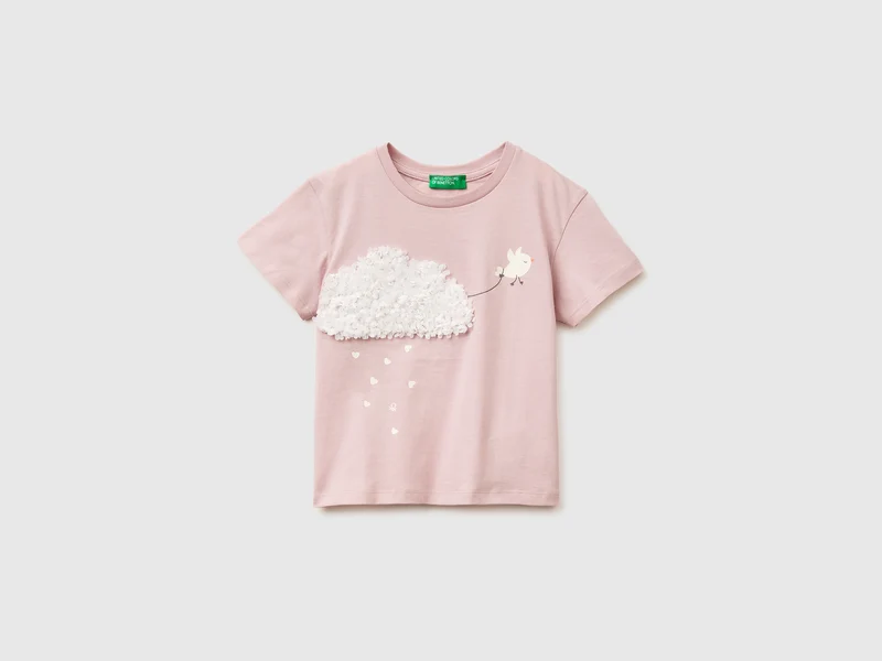 T-Shirt mit Aufdruck und Stickerei