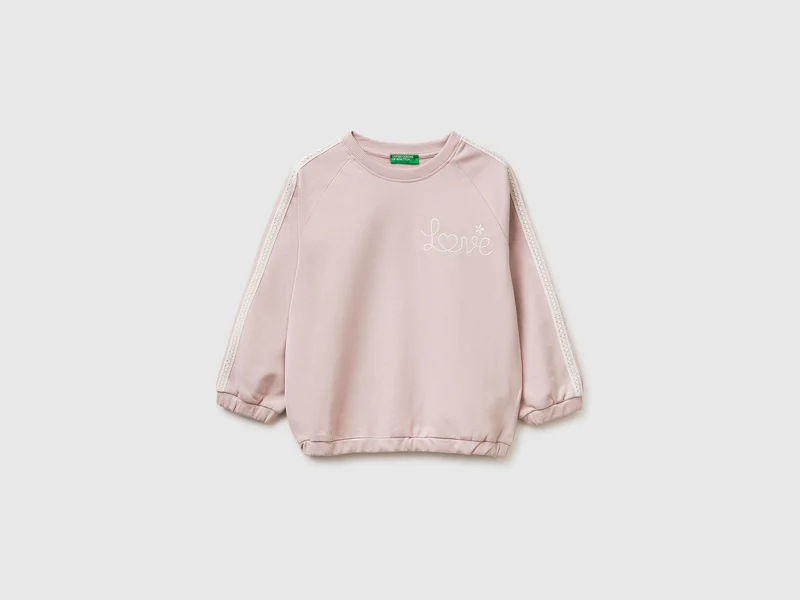 Sweatshirt mit Spitze und Stickerei