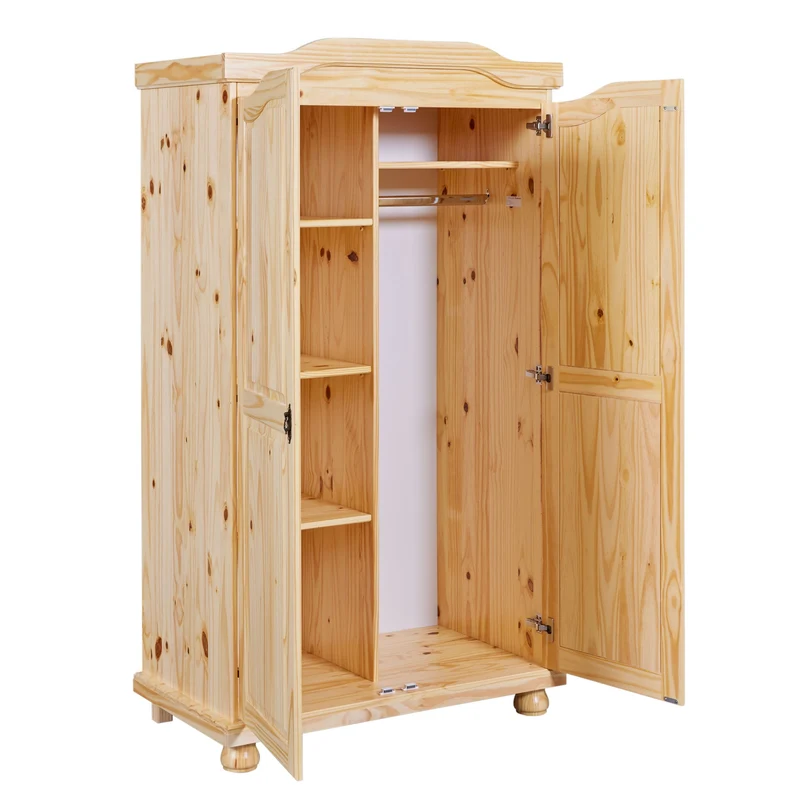Kleiderschrank Dielenschrank Genf Kiefer Massivholz Natur