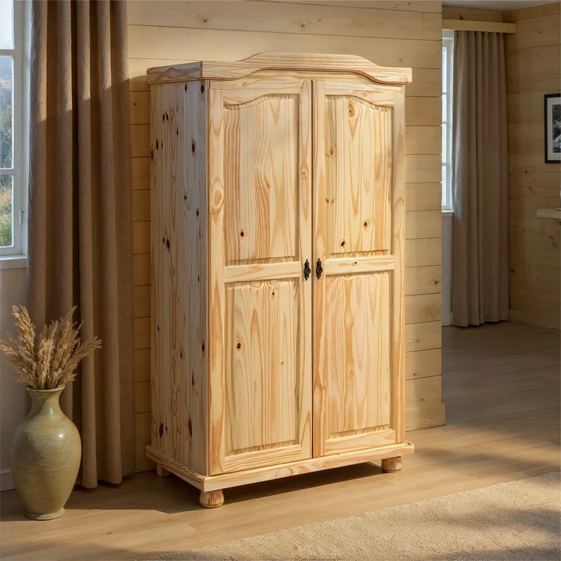 Kleiderschrank Dielenschrank Genf Kiefer Massivholz Natur
