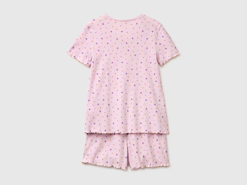 Gerippter, gemusterter kurzer Pyjama