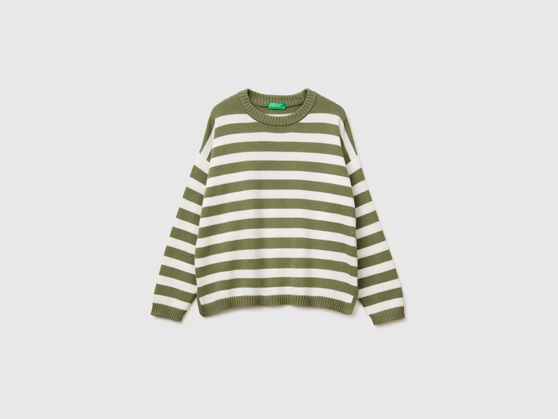 Gestreifter Trikot-Baumwollpullover