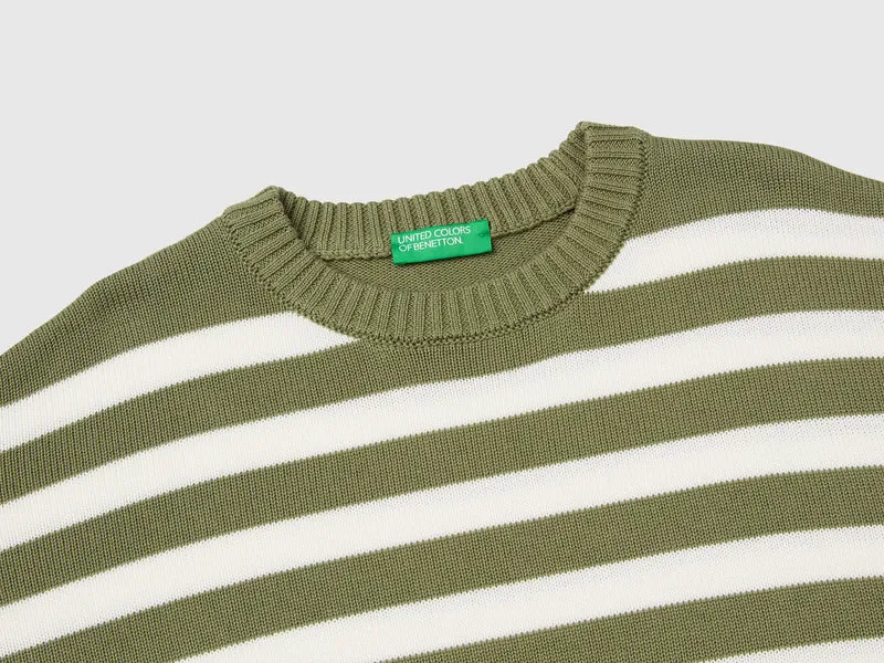 Gestreifter Trikot-Baumwollpullover