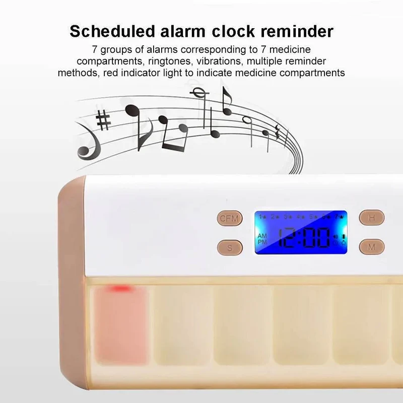 Smart Pill Organizer with Alarm - Automatic Reminder Box