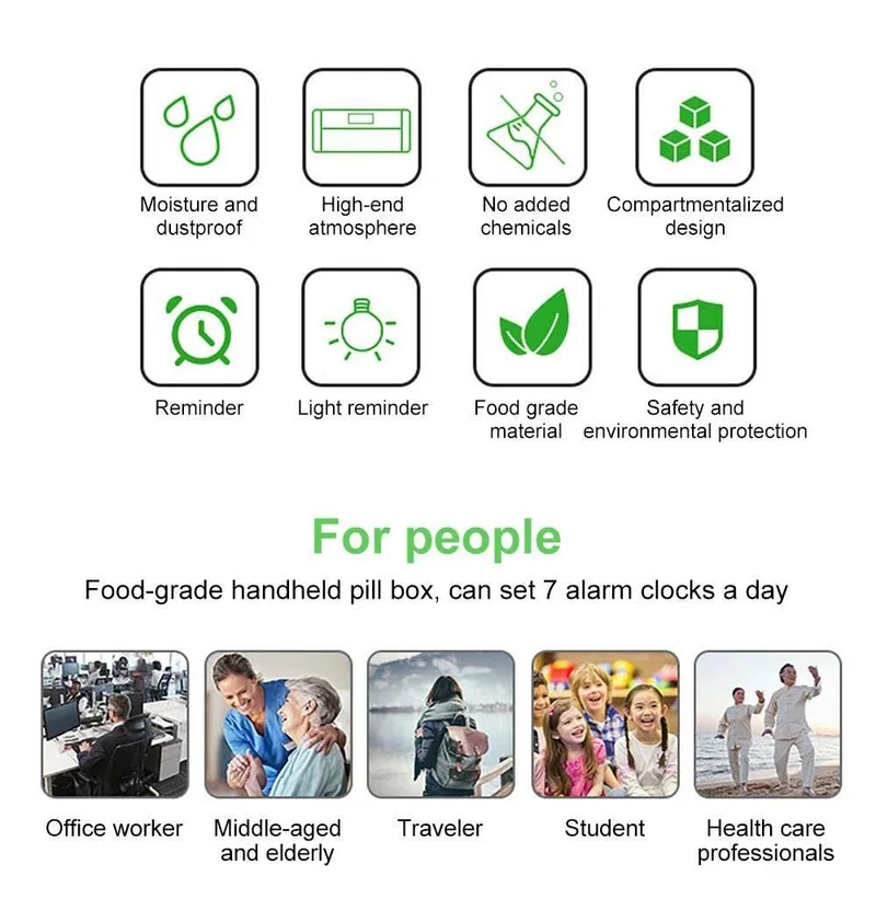Smart Pill Organizer with Alarm - Automatic Reminder Box