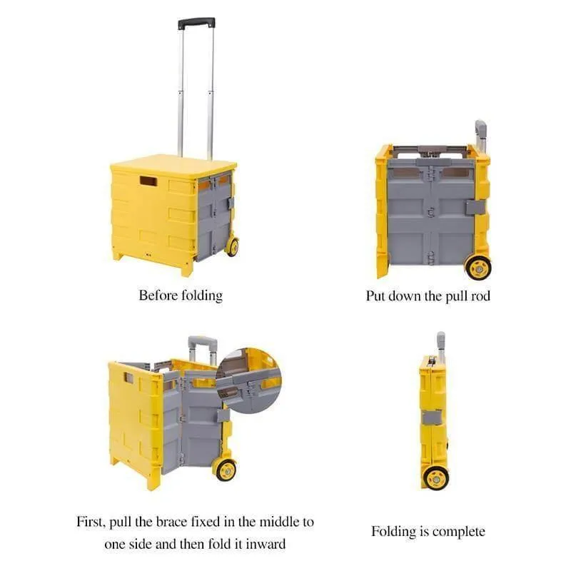 Foldable Grocery Cart - Portable Picnic Trolley Organizer