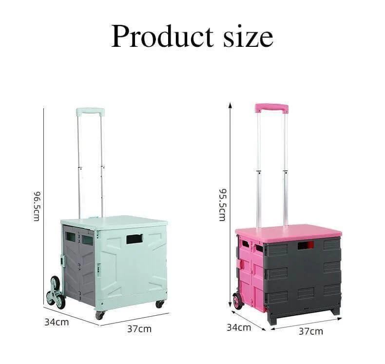 Foldable Grocery Cart - Portable Picnic Trolley Organizer