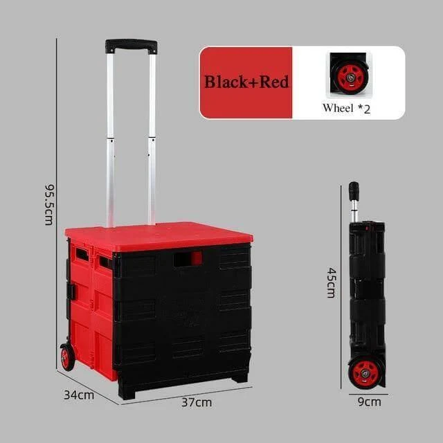 Foldable Grocery Cart - Portable Picnic Trolley Organizer