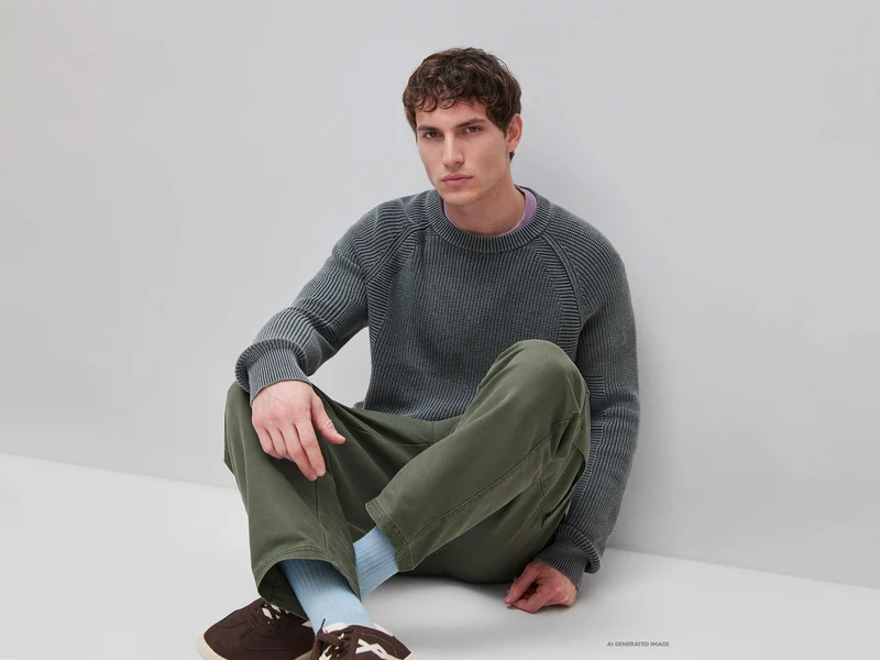 Regular Fit Stone-Washed-Pullover